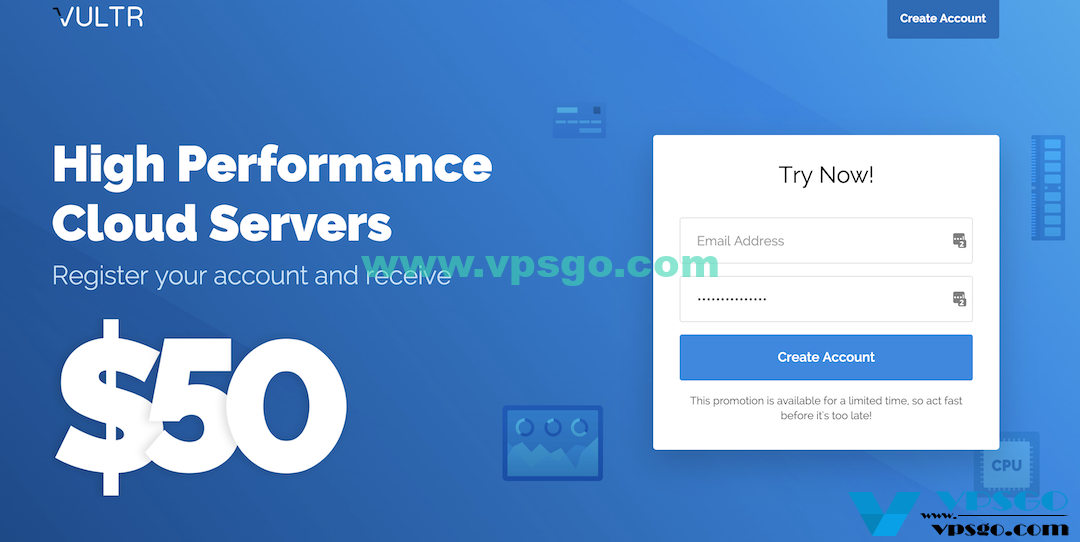 Vultr新用户免费50美金