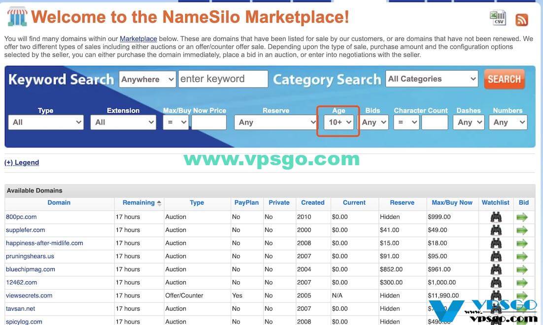 NameSilo Marketplace