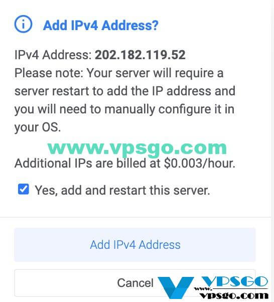 Vultr购买IPv4地址
