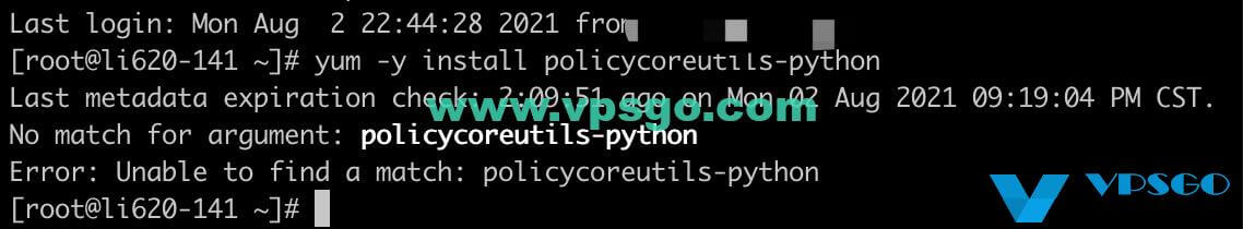 Unable to install policycoreutils-python